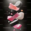 Vibrant 3D Abstract Composition with Pink and Black Elements