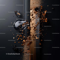 Abstract Black and Gold Composition with Fluid Glass