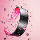 Floating Pink Crystals and Ribbon in Abstract Design