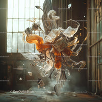 Dynamic Glass and Metal Sculpture in Industrial Space