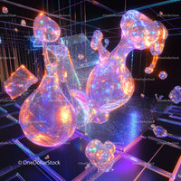 Futuristic Iridescent Abstract Art with Neon Hues