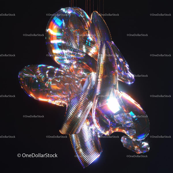 Abstract Iridescent Sculpture with Vivid Light Reflections