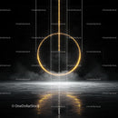 Futuristic Glowing Circle on Dark Reflective Surface