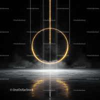Futuristic Glowing Circle on Dark Reflective Surface