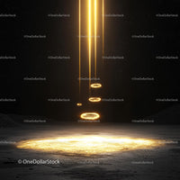 Golden Beams of Light Descending in Dark Cosmic Scene