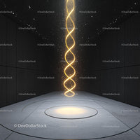Futuristic Golden DNA Helix in Modern Dark Room
