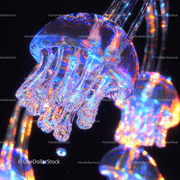 Iridescent Glass Jellyfish Art with Neon Glow