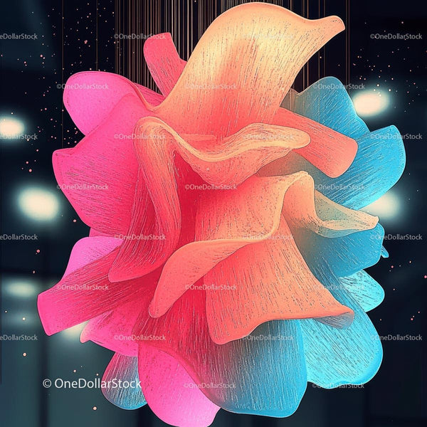 Vibrant Abstract Digital Flower with Surreal Petals