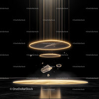 Futuristic Abstract Light Rings in Dark Space