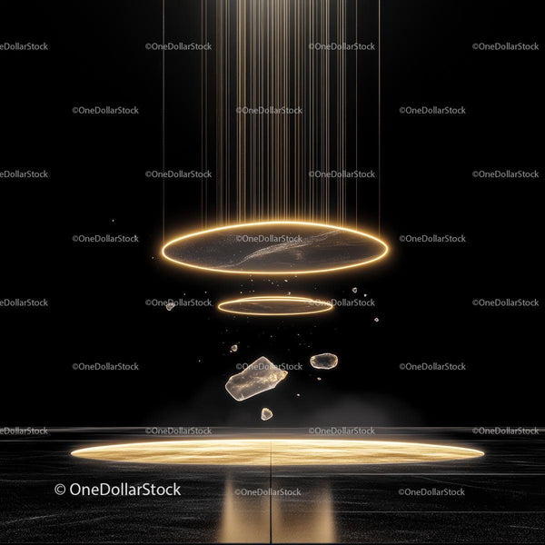 Futuristic Abstract Light Rings in Dark Space