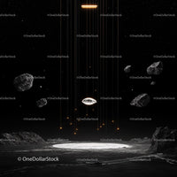 Futuristic Cosmic Landscape with Floating Asteroids