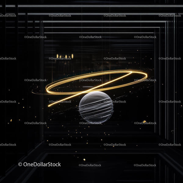 Futuristic Cosmic Scene with Neon Planetary Ring
