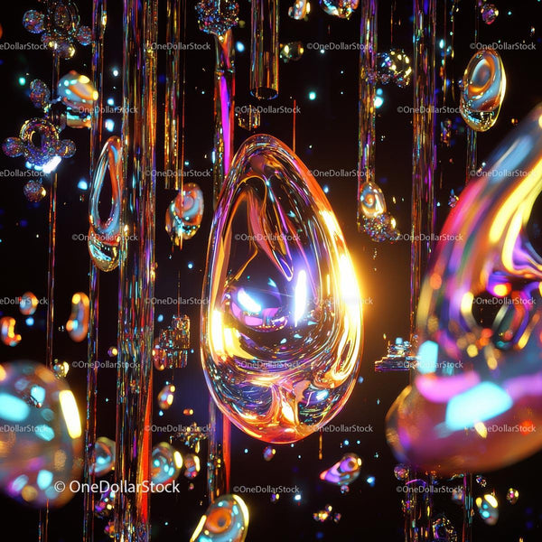 Vibrant Glass Shapes with Colorful Reflections