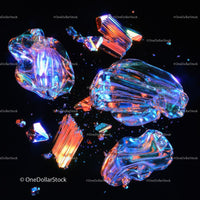 Holographic Crystals with Vibrant Neon Light Effects