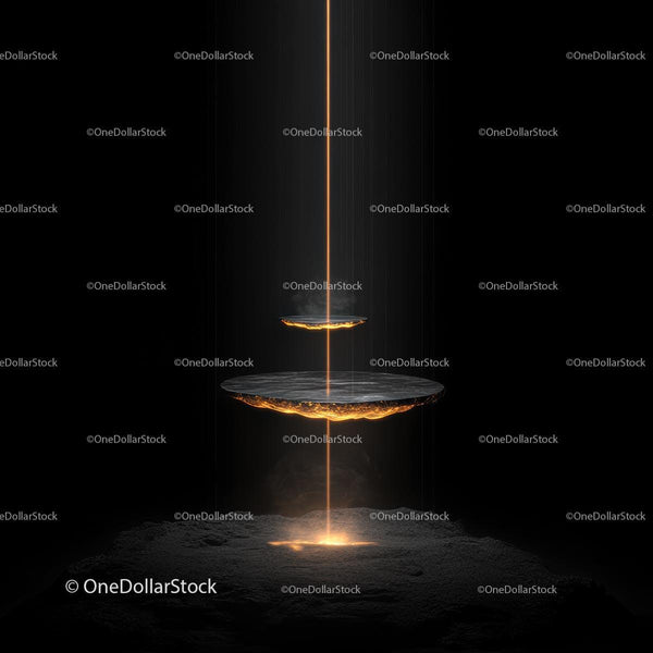 Mystical Floating Discs with Glowing Light Beam