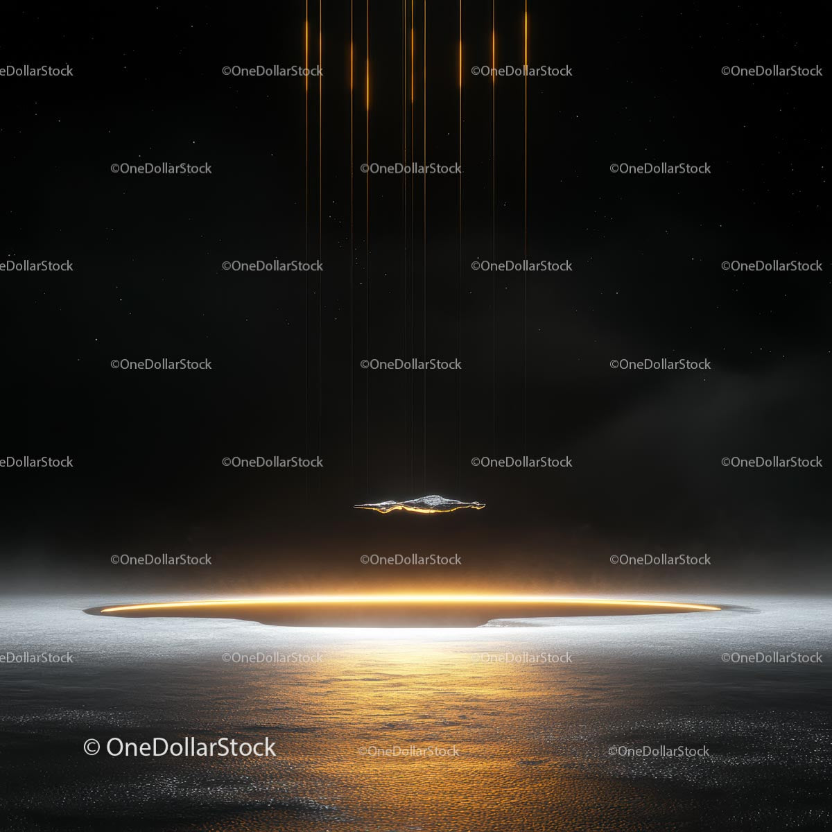 Mystical Alien Spacecraft Hovering Over Water at Night
