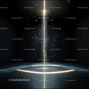 Futuristic Light Beam with Glowing Circle in Dark Room