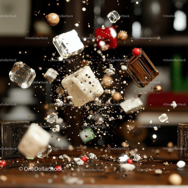 Dynamic Burst of Floating Gourmet Ingredients