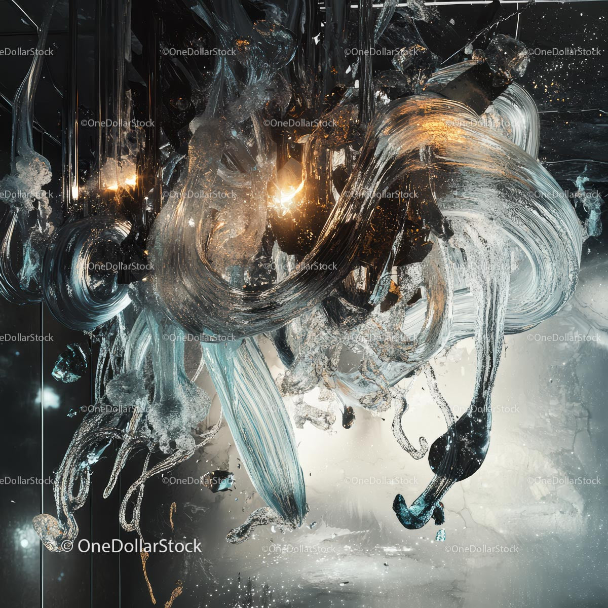 Mesmerizing Abstract Glass Sculpture with Luminous Glow