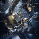Golden and Silver Abstract Sculpture with Intricate Details