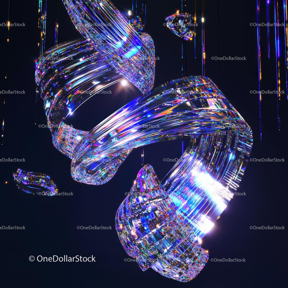 Iridescent Abstract Sculpture with Colorful Reflections