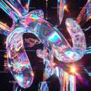 Futuristic Abstract Glass Sculpture with Vibrant Neon Colors