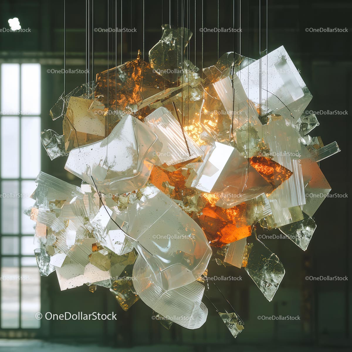 Modern Glass Art Installation with Translucent Materials