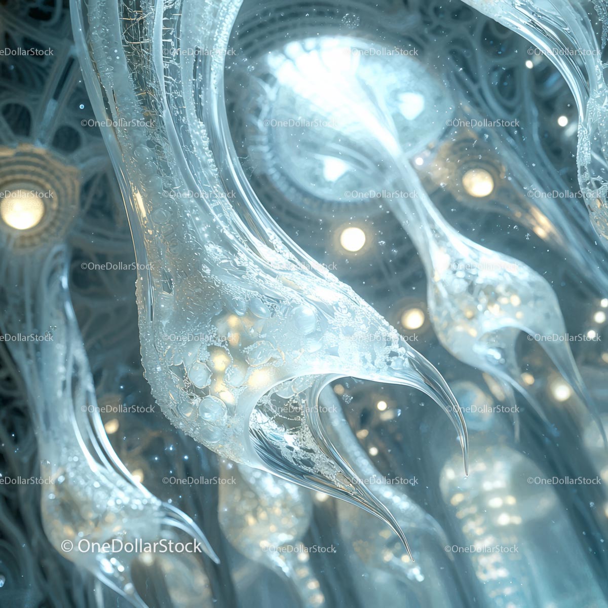 Futuristic Glass Sculptures with Luminous Details