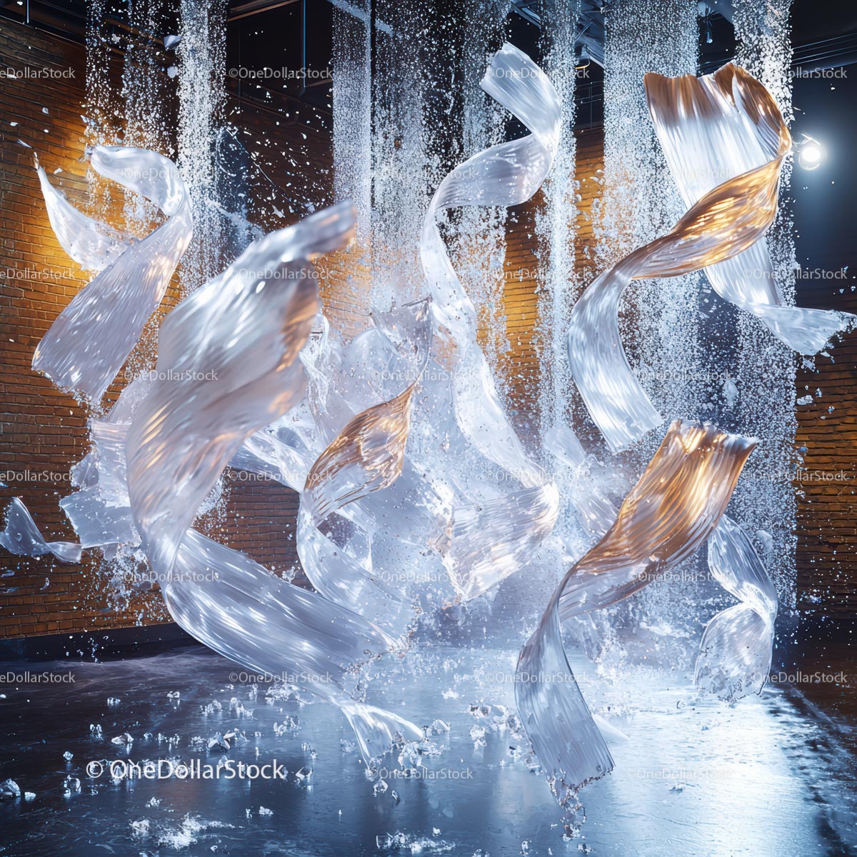 Elegant Glass Ribbons in Modern Art Installation