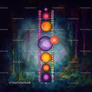Vibrant Chakra Alignment in Abstract Cosmic Artwork