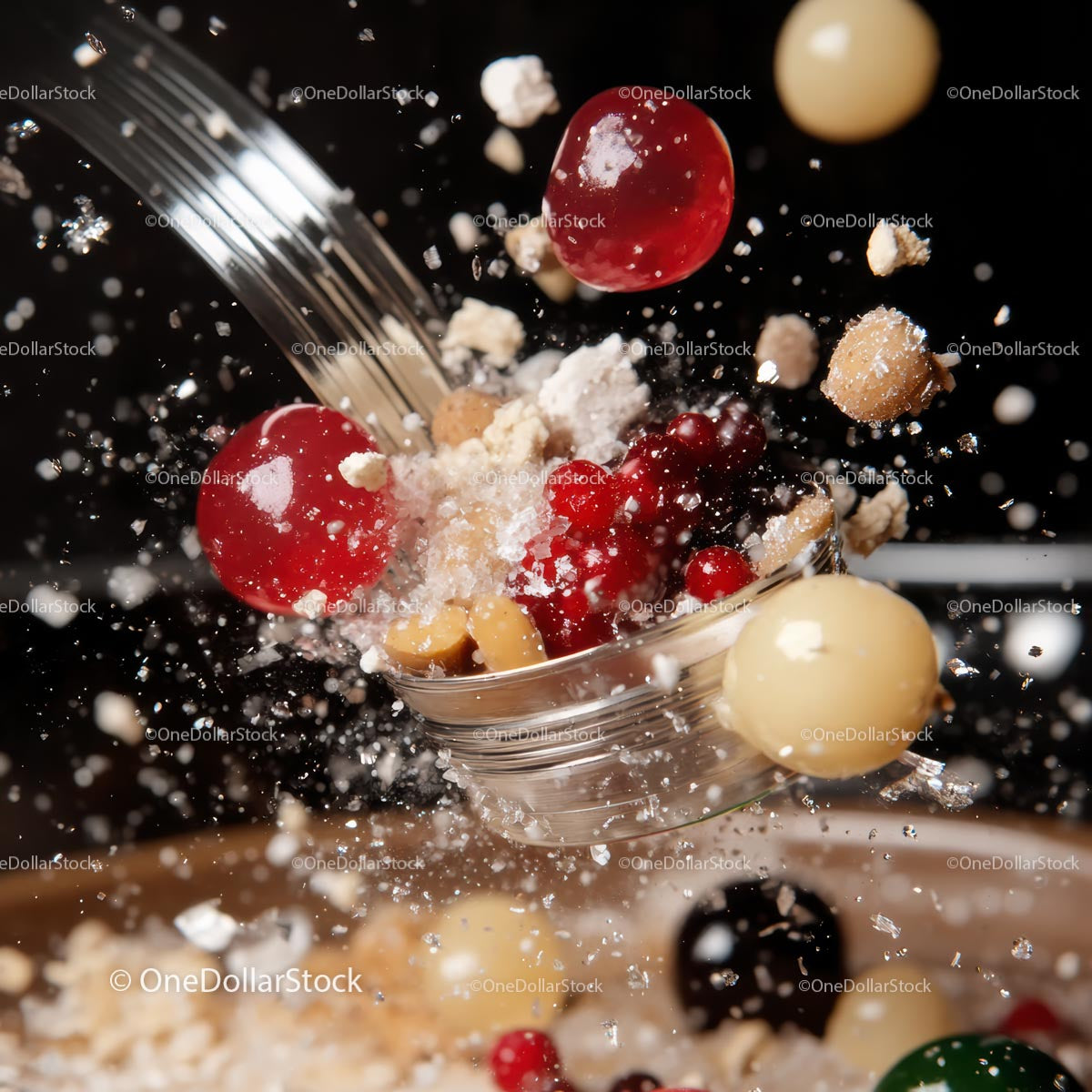 Dynamic Explosion of Sweets and Ingredients