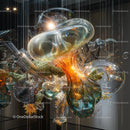 Abstract Glass Sculpture with Dynamic Reflections