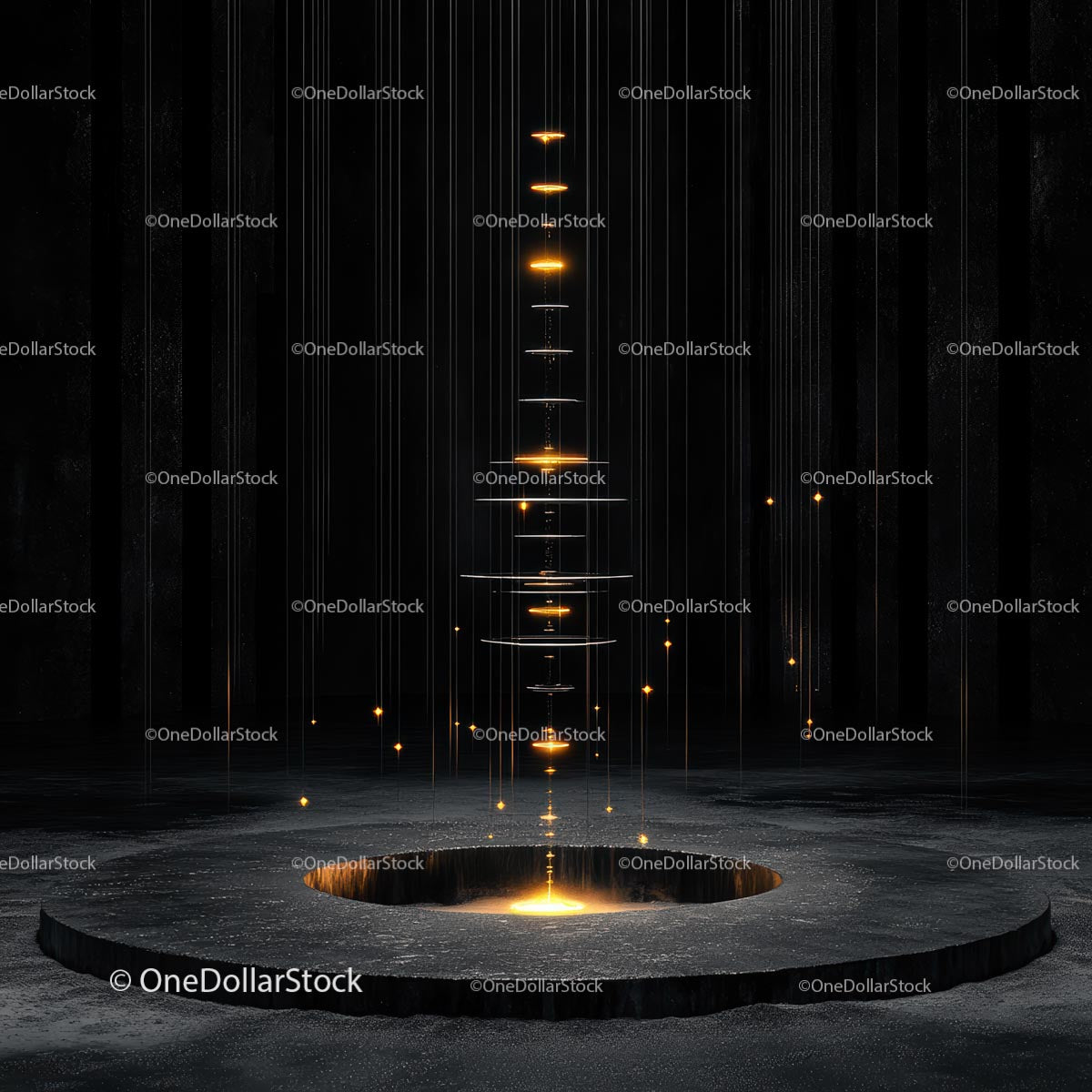 Futuristic Light Installation with Glowing Beams