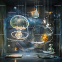 Futuristic Abstract Installation with Glowing Orbs
