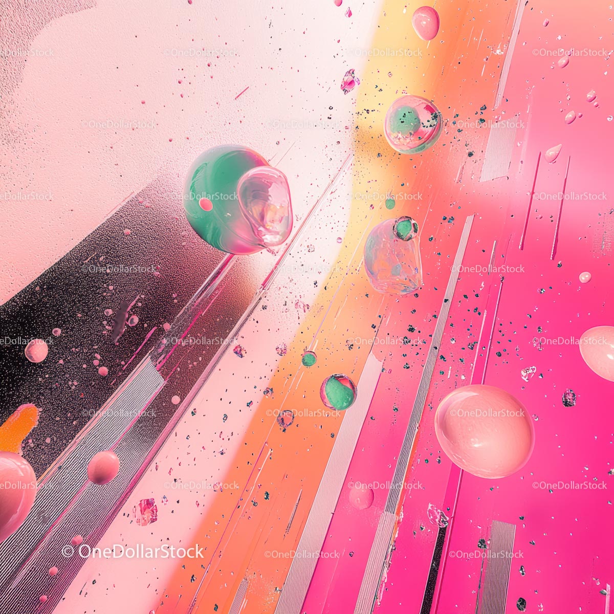 Abstract Bubbles in Pink and Orange Gradient