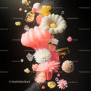 Abstract Floral and Geometric Elements on Dark Background