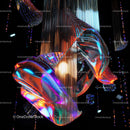 Futuristic Neon Light Installation with Abstract Shapes
