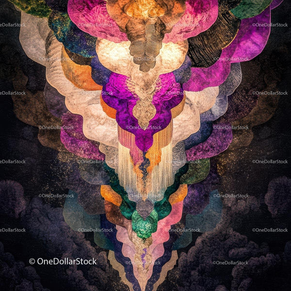 Colorful Abstract Art with Layered Patterns and Textures