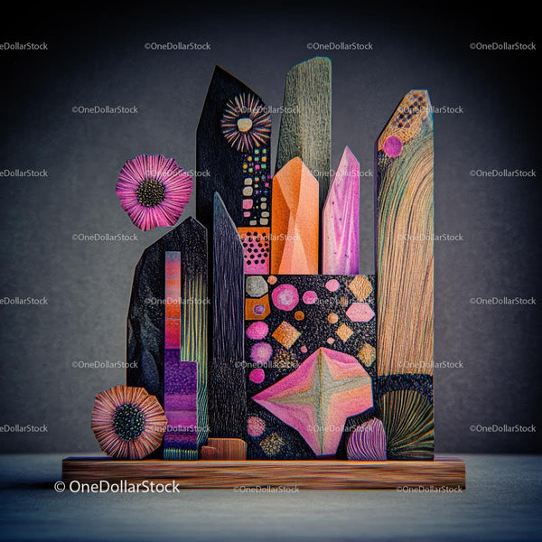 Colorful Abstract Sculpture with Geometric Shapes