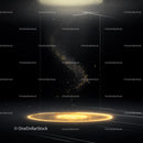 Golden Particles Illuminated in Dark Abstract Space