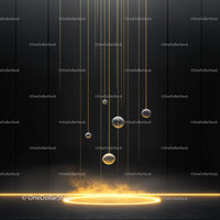 Futuristic Gold Spheres on Black Abstract Background