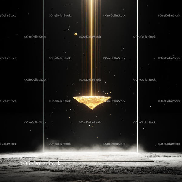 Futuristic Golden Light Beam in Dark Cosmic Space
