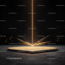 Futuristic Energy Beam with Vibrant Gold Sparks