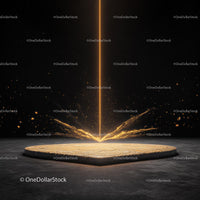 Futuristic Energy Beam with Vibrant Gold Sparks