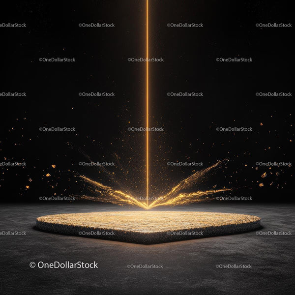 Futuristic Energy Beam with Vibrant Gold Sparks