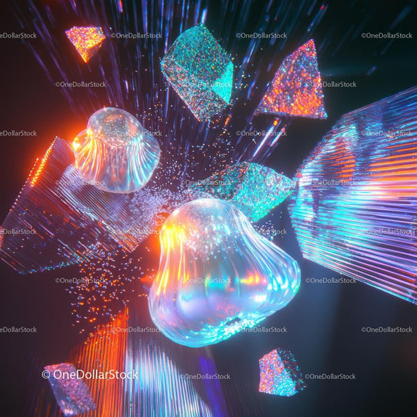 Vibrant Abstract Geometry with Holographic Glow