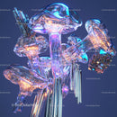 Iridescent Crystal Mushroom Sculpture with Futuristic Design