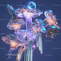 Iridescent Crystal Mushroom Sculpture with Futuristic Design