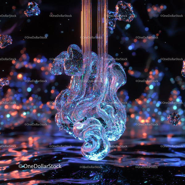 Vibrant Liquid Swirl with Neon Glow and Reflections