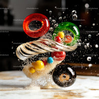 Colorful Floating Spheres in Artistic Abstraction